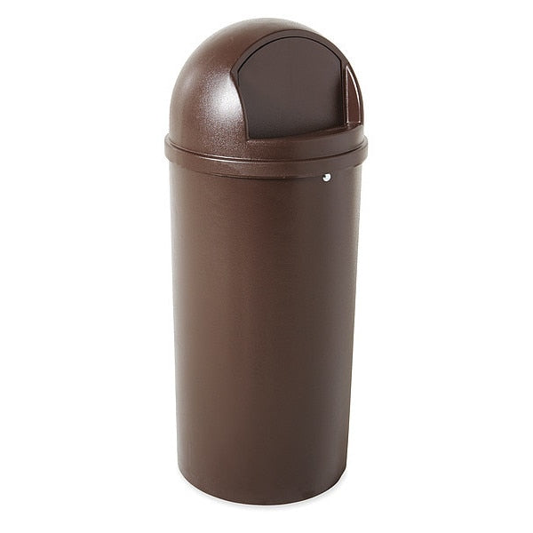 15 gal Round Trash Can, Brown, 15 1/4 in Dia, Swing, Plastic