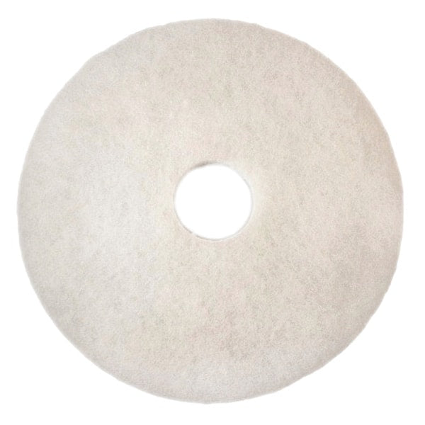 Buffing and Cleaning Pad, 20 In, 3 3/4 in Center Hole, White, 5 Pack