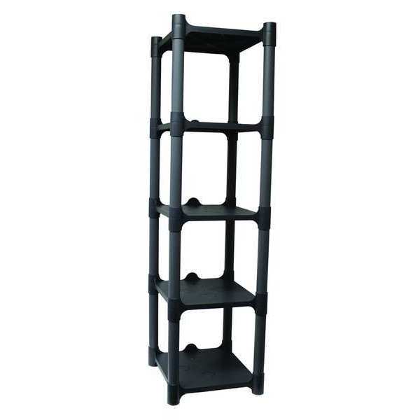 Freestanding Plastic Shelving, Open Style, 20 in D, 14 3/8 in W, 48 in H, 5 Shelves, Gray