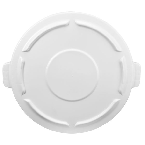 44 gal Flat Trash Can Lid, 24 1/2 in W/Dia, White, Resin, 0 Openings