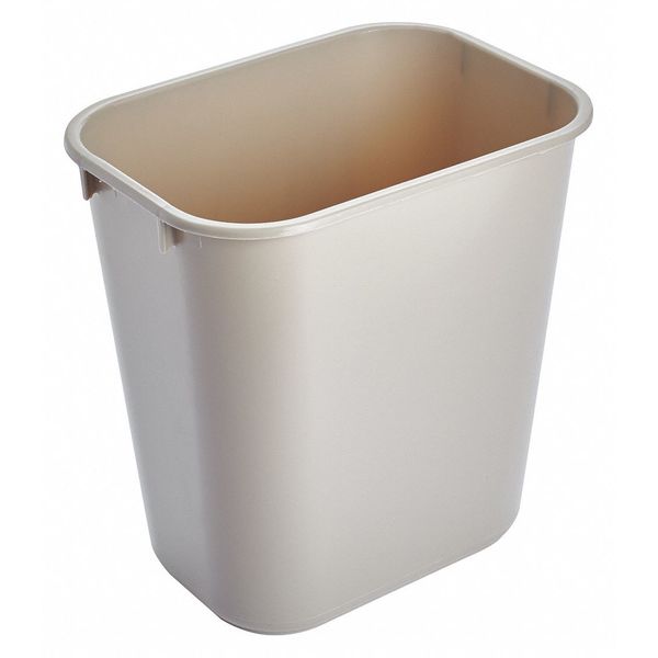 3 gal Rectangular Wastebasket, Beige, 8 1/4 in Dia, None, LLDPE