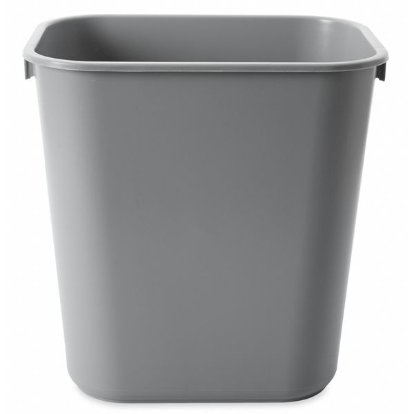3 gal Rectangular Wastebasket, Gray, 8 1/4 in Dia, None, LLDPE