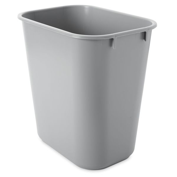 3 gal Rectangular Wastebasket, Gray, 8 1/4 in Dia, None, LLDPE