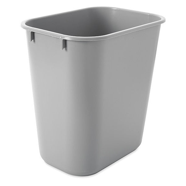 3 gal Rectangular Wastebasket, Gray, 8 1/4 in Dia, None, LLDPE