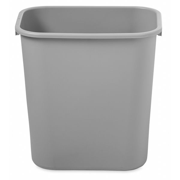 Rectangular Wastebasket, 7 gal, LLDPE, Open Top, Plastic, Gray