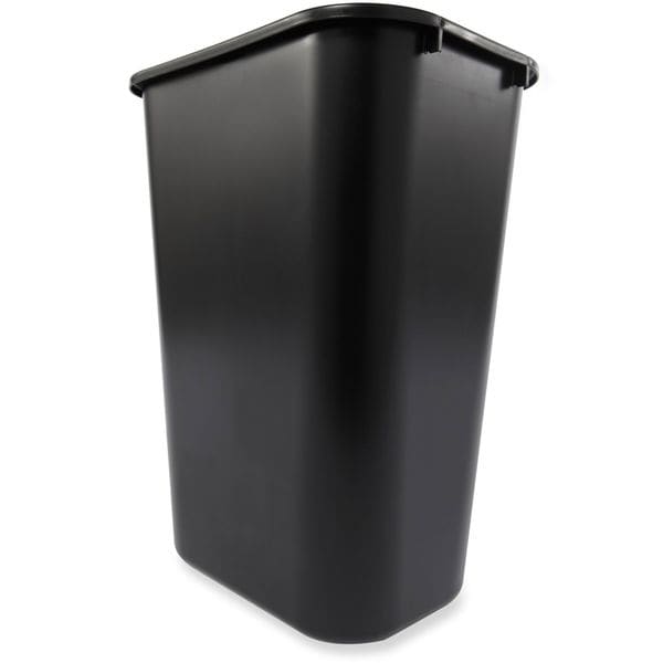 Rectangular Wastebasket, 10 gal, LLDPE, Open Top, Plastic, Black