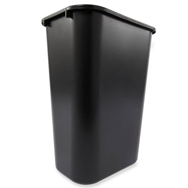 Rectangular Wastebasket, 10 gal, LLDPE, Open Top, Plastic, Black