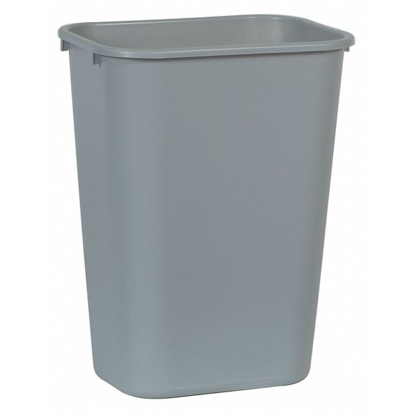 10 gal Rectangular Trash Can, Gray, 15 1/4 in Dia, None, LLDPE