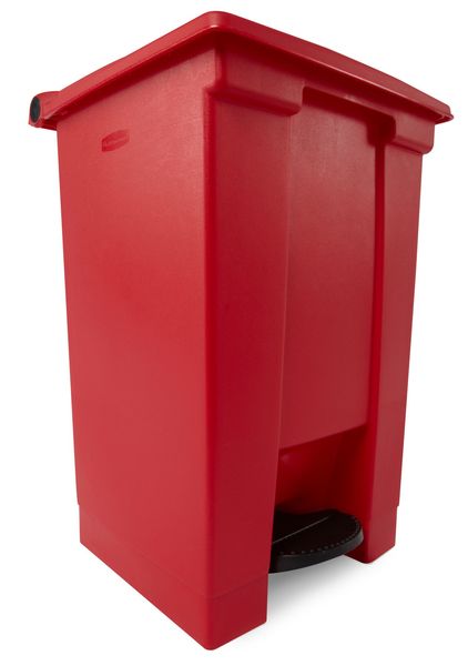 12 gal Rectangular Trash Can, Red, 16 1/4 in Dia, Step-On, HDPE Base/Polypropylene Lid