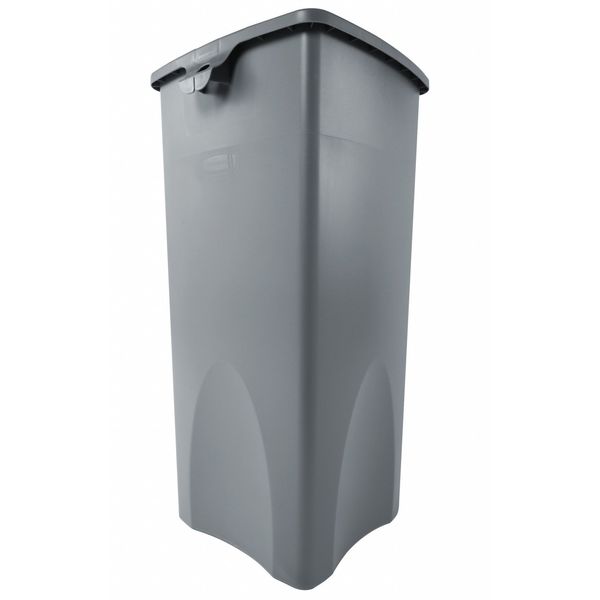 23 gal Square Trash Can, Gray, 15 1/2 in Dia, None, Polyethylene