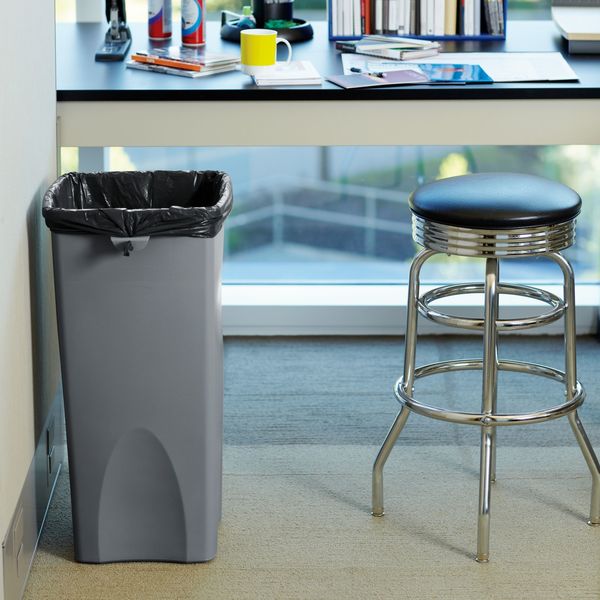 23 gal Square Trash Can, Gray, 15 1/2 in Dia, None, Polyethylene