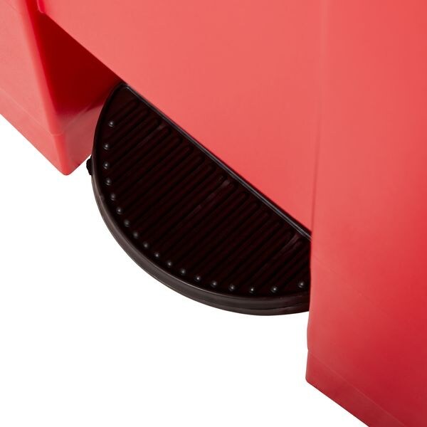 18 gal Rectangular Trash Can, Red, 19 3/4 in Dia, Step-On, HDPE