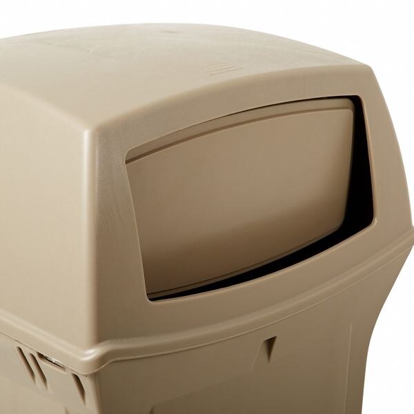 35 gal Square Trash Can, Beige, 21 1/2 in Dia, Swing, Plastic