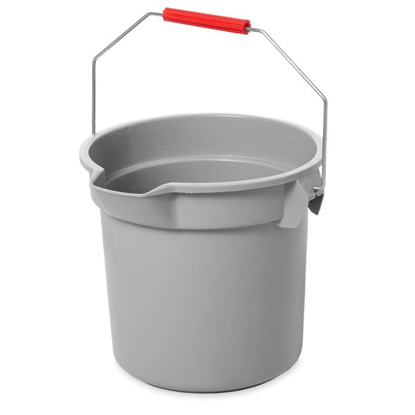3 1/2 gal Round Bucket, 11-1/4 in H, 12 in Dia, Gray, Plastic