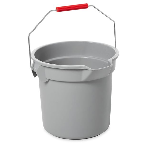 3 1/2 gal Round Bucket, 11-1/4 in H, 12 in Dia, Gray, Plastic