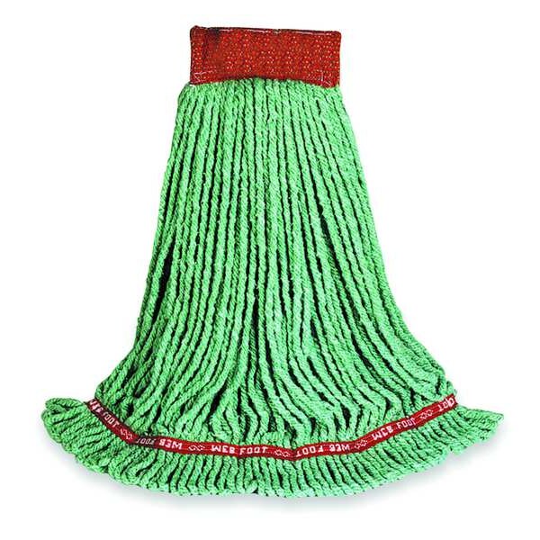 5 in String Wet Mop, 28 oz Dry Wt, Side Gate Connection, Looped-End, Green, Synthetic