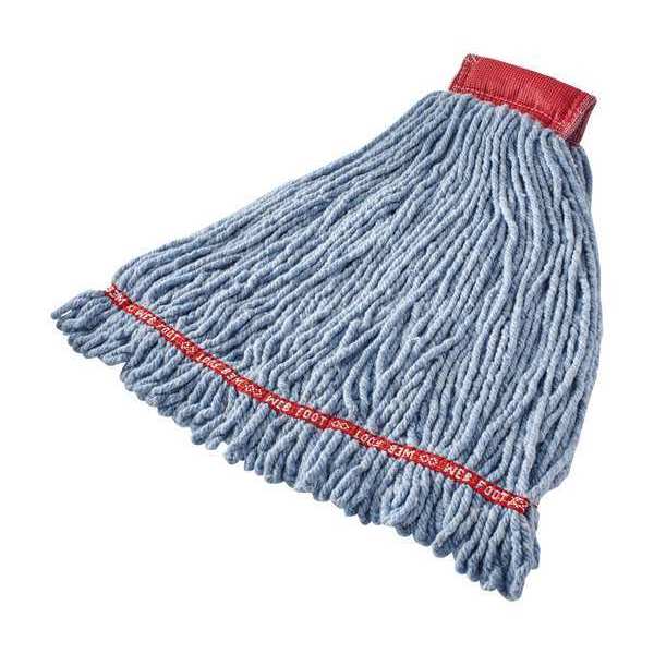 5 in String Wet Mop, 28 oz Dry Wt, Side Gate Connection, Looped-End, Blue, Synthetic