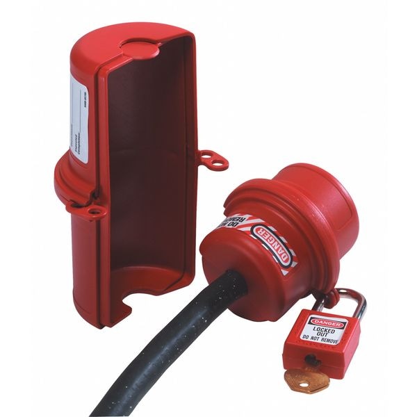 Plug Lockout, For 3/4 in Max Cord Diameter, 9/16 in Shackle Diameter, Label Included