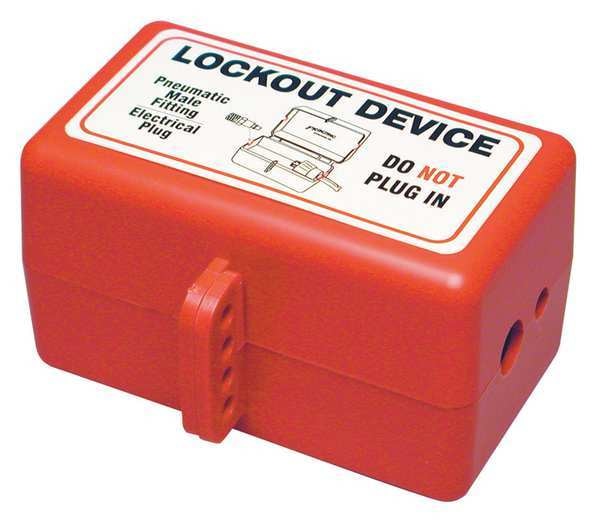 Plug Lockout, Red, 5/16In Shackle Dia., Width: 4 5/8 in
