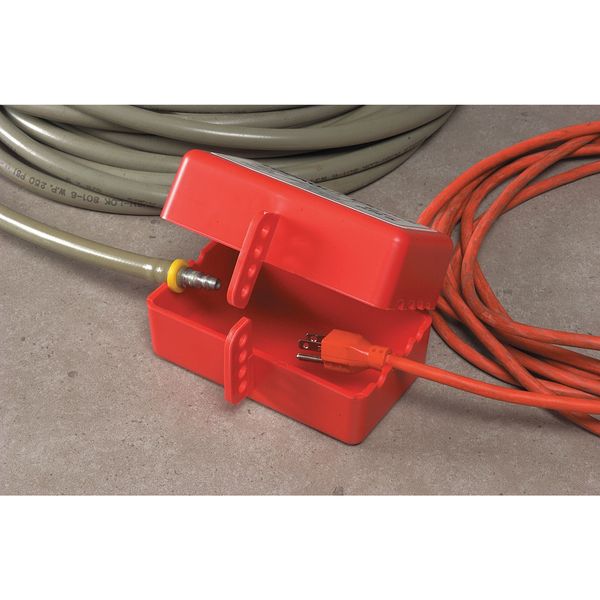 Plug Lockout, Red, 5/16In Shackle Dia., Width: 4 5/8 in