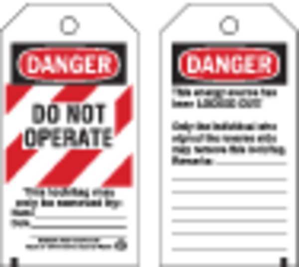 Danger Tag, 5-3/4 x 3 In, Cardstock, PK25