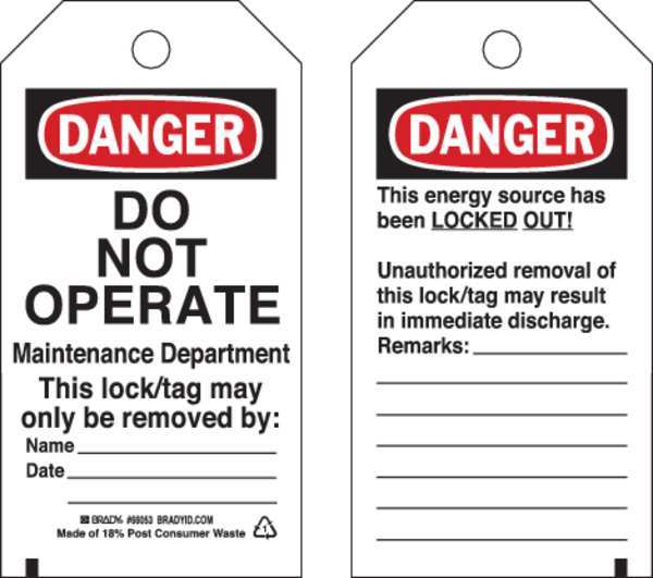 Danger Tag, 5-1/2 x 3 In, Hd Polyest, PK25, 65503