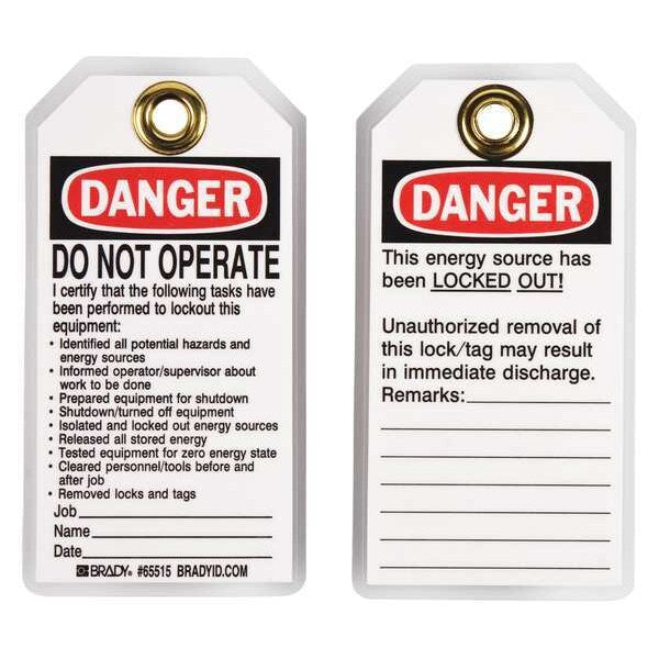 Danger Tag, 5-1/2 x 3 In, Hd Polyest, PK25