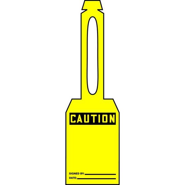 Caut Tag, 5-1/4 x 3-1/4 In, Bk/Yel, PK25