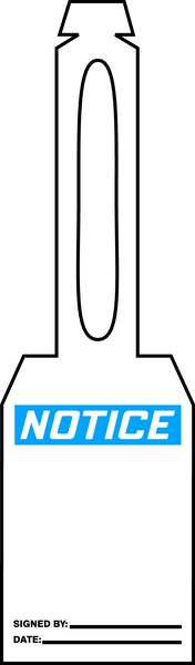 Notice Tag, 5-1/4 x 3-1/4 In, Bl/Wht, PK25