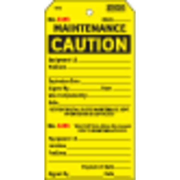Caut Tag, 5-3/4 x 2-7/8 In, Bk/Yel, PK100