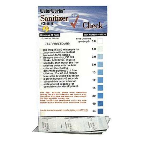 Test Strip, Chlorine Sanitizer Check, PK30