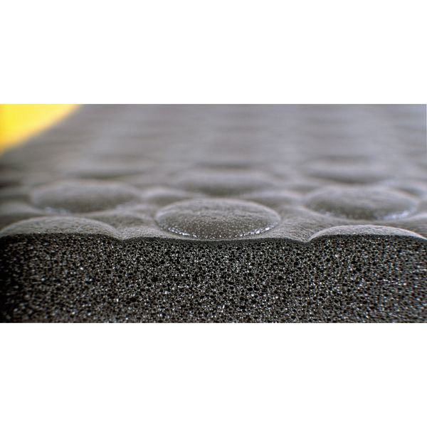 Antifatigue Runner, Black/Yellow, 60 ft. L x 2 ft. W, PVC, Bubble Surface Pattern, 1/2