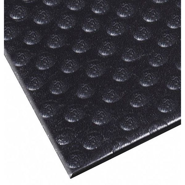 Antifatigue Runner, Black, 12 ft. L x 3 ft. W, PVC, Bubble Surface Pattern, 1/2