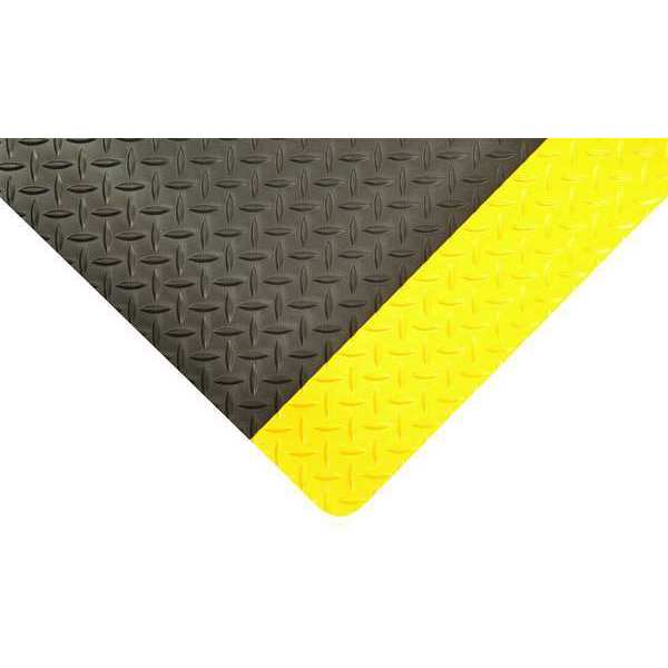 Antifatigue Mat, Black/Yellow, 9 ft. L x 3 ft. W, Vinyl Surface Nitrile Rubber Sponge Base