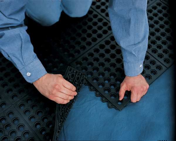 Interlocking Drainage Mat Tile Grease Resistant Natural Rubber 3 ft 3 ft 5/8 in