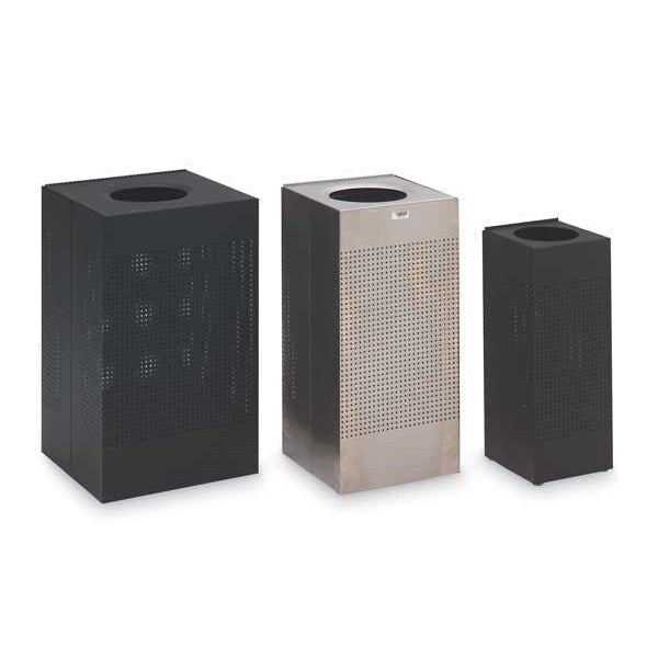 12 gal Half-Round Trash Can, Stainless Steel, 17 1/2 in Dia, None, Stainless Steel, Rigid Plastic
