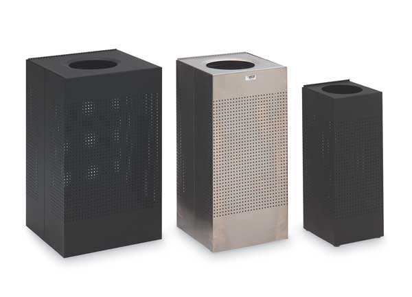 20 gal Square Trash Can, Stainless Steel, 18 1/4 in Dia, None, Stainless Steel, Rigid Plastic