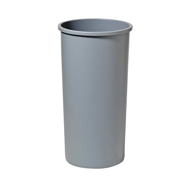 21 gal Half-Round Trash Can, Gray, 21 in Dia, None, LLDPE