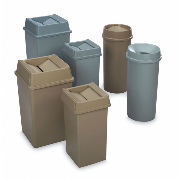 35 gal, 50 gal Swing Trash Can Lid, 20 1/4 in W/Dia, Beige, Resin, 1 Openings