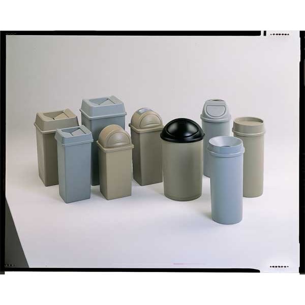 21 gal Half-Round Trash Can, Gray, 21 in Dia, None, LLDPE