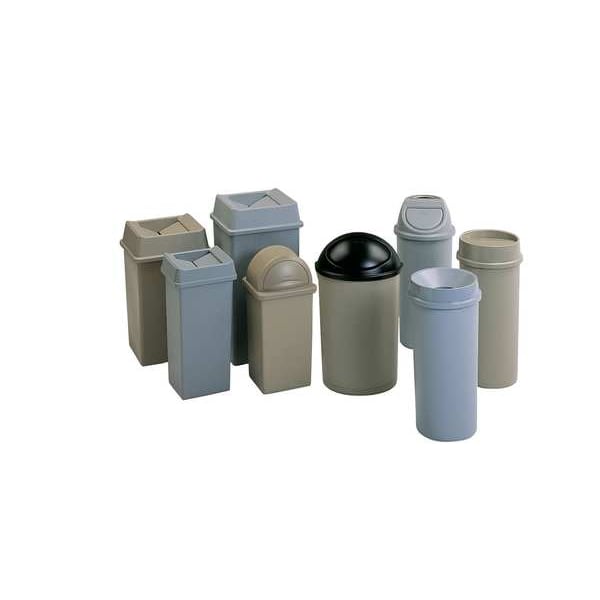21 gal Half-Round Trash Can, Gray, 21 in Dia, None, LLDPE