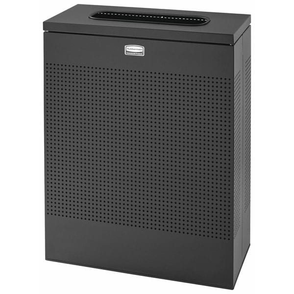 22-1/2 gal Rectangular Trash Can, Textured Black, 12 in Dia, None, Steel