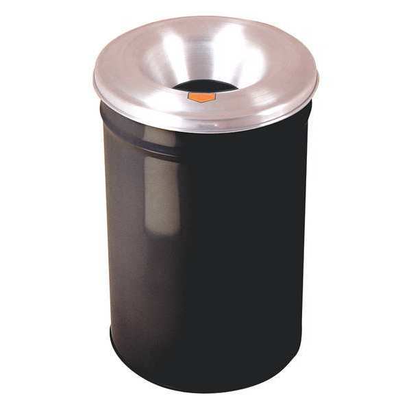 12 gal Round Trash Can, Black, 15 in Dia, None, Aluminum