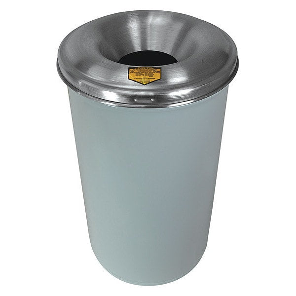 12 gal Round Trash Can, White, 15 in Dia, None, Aluminum