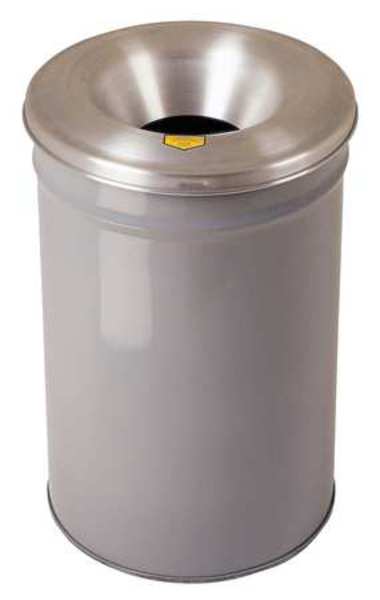 30 gal Round Trash Can, Gray, 19 3/4 in Dia, None, Aluminum