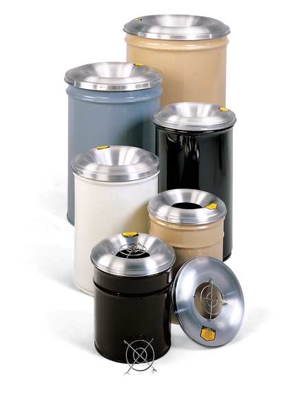 4-1/2 gal Round Trash Can, White, 12 in Dia, None, Aluminum