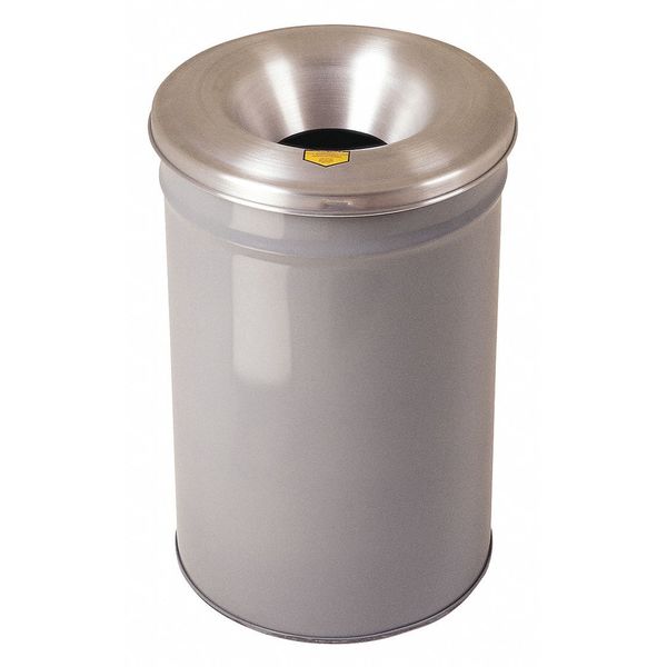 12 gal Round Trash Can, Gray, 15 in Dia, None, Aluminum