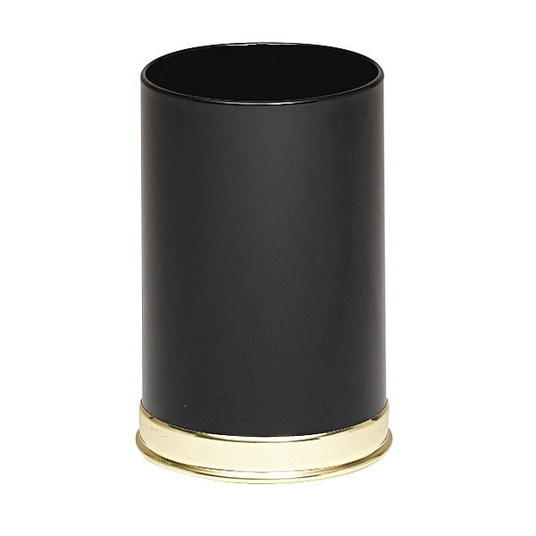 9 gal Half-Round Trash Can, Black, 17 1/2 in Dia, None, Steel/Chrome, Rigid Plastic