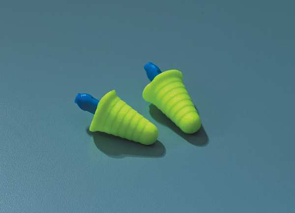 E-A-R Push-Ins Disposable Uncorded Ear Plugs, Pod Shape, NRR 28 dB, Blue/Yellow, M, 100 Pairs