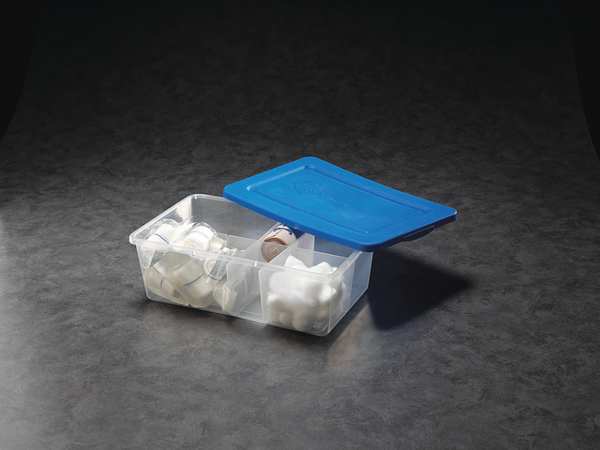 Storage Tote with Snap Lid, Clear, Polypropylene, 13 in L, 8 in W, 13 in H, 2 gal Volume Capacity